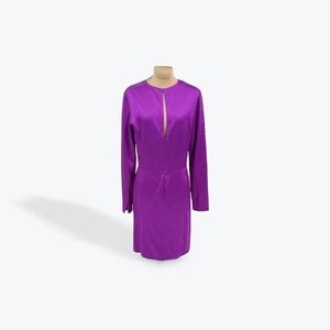 Adam Lippes Purple Silk Long Sleeve Mini Dress Cocktail Party Size 4